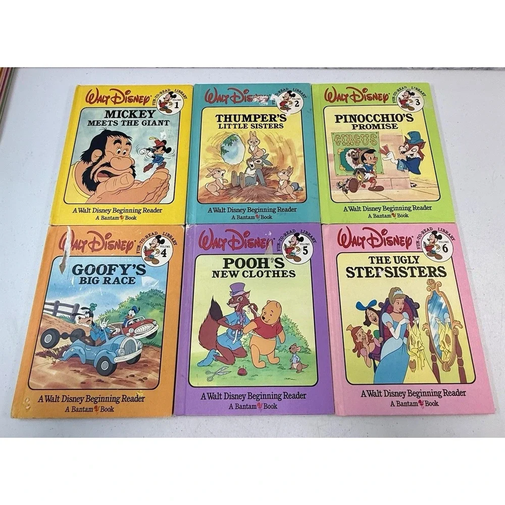 Vintage 1986 Disney Fun To Read Hardcover Books Lot Of 16 Beginner